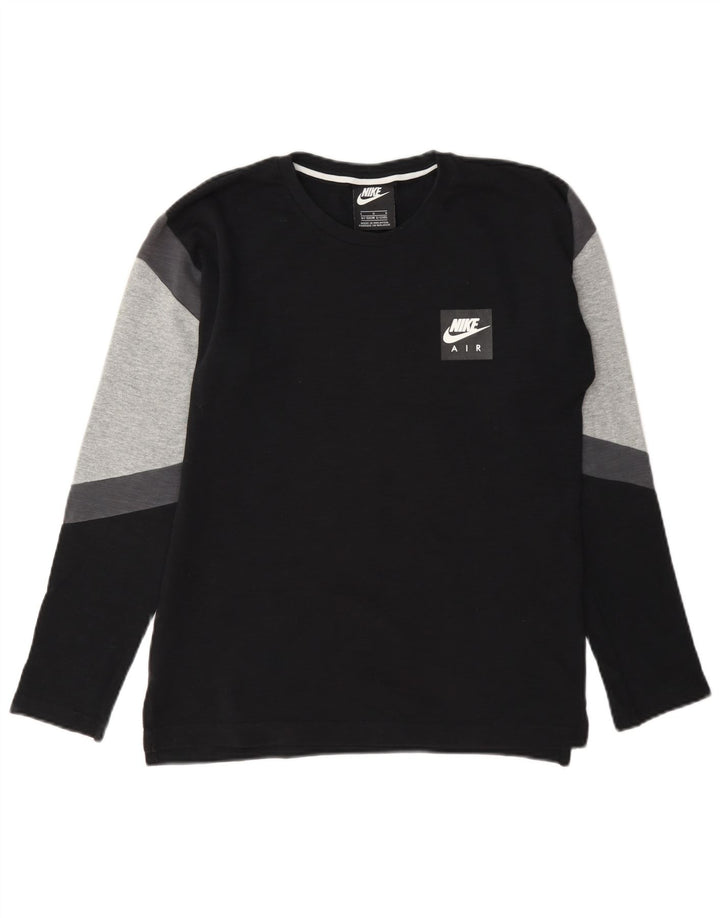 Nike Boys Top Langærmet 12-13 år Stor Sort Colourblock Bomuld