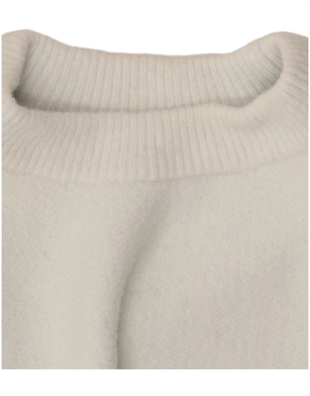 Zara Womens Crop Crew Neck Jumper Sweater UK 12 Medium White Nylon