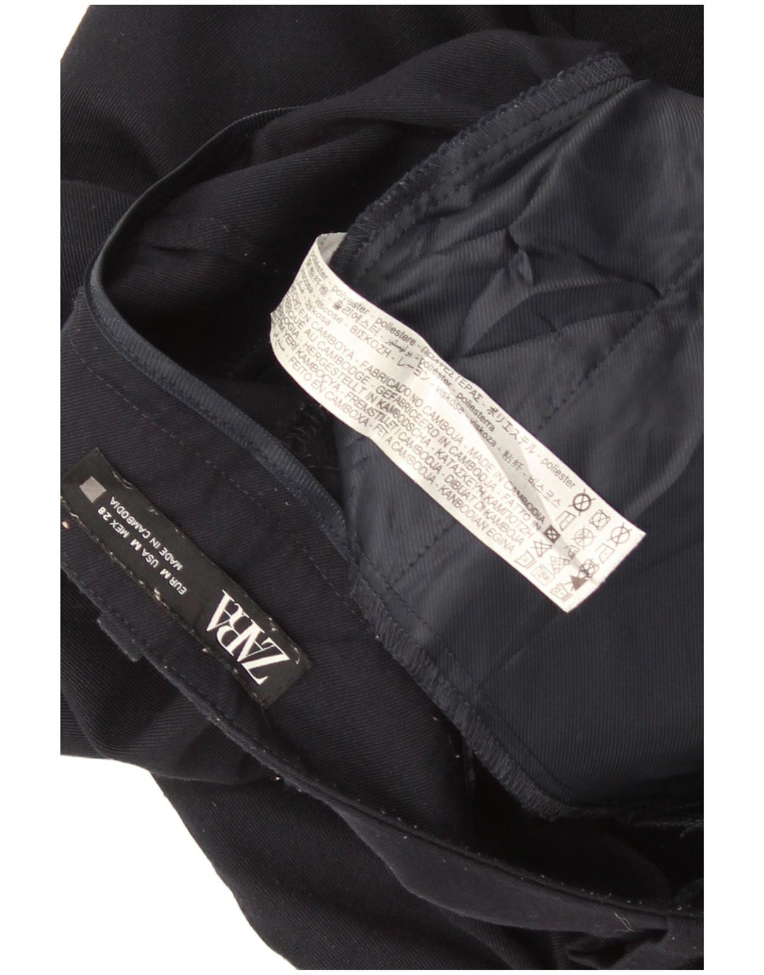 Zara Straight Cropped Bukser Medium W28 L25 Navy Blue Polyester