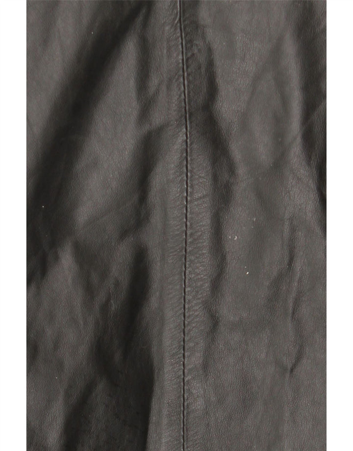 Vintage læderfrakke med hætte til kvinder IT 44 Medium sort læder