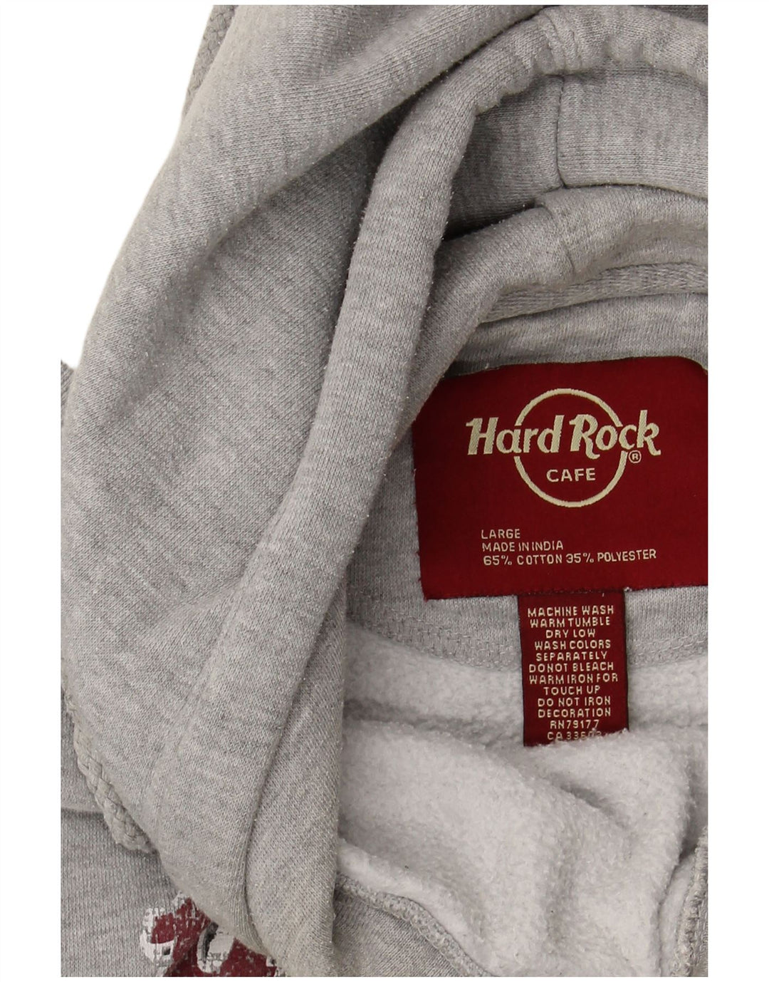 HARD ROCK CAFE Dame Vienna grafisk hættetrøje trøje UK 16 Stor grå bomuld