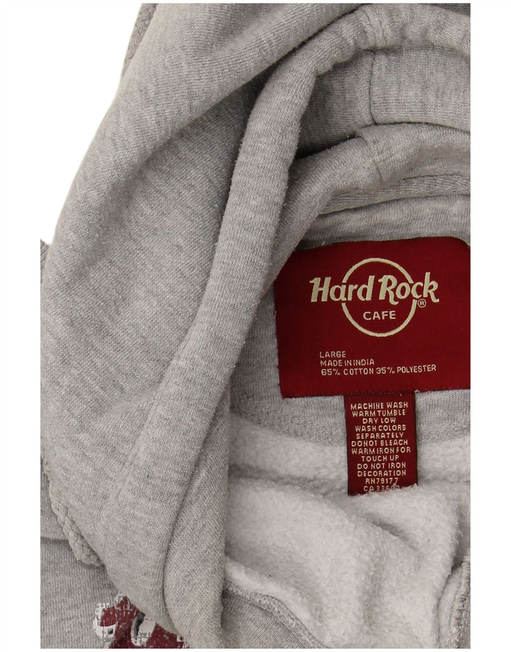HARD ROCK CAFE Dame Vienna grafisk hættetrøje trøje UK 16 Stor grå bomuld