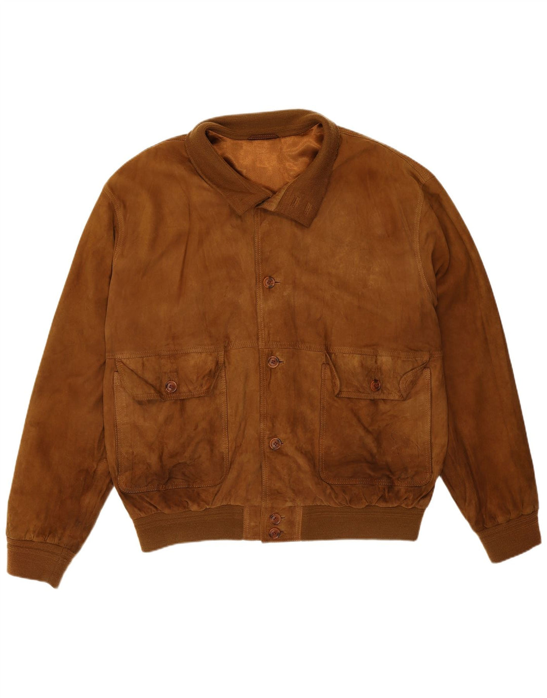 Vintage herre ruskind bomberjakke UK 42 XL brunt læder