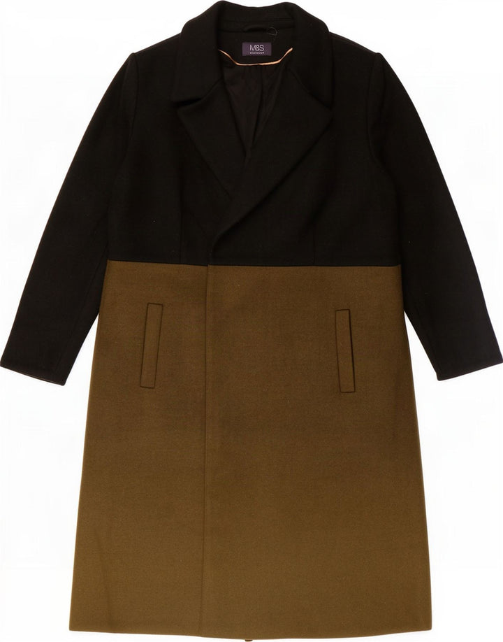 Marks & Spencer Dameoverfrakke UK 16 Large Black Colourblock Polyester