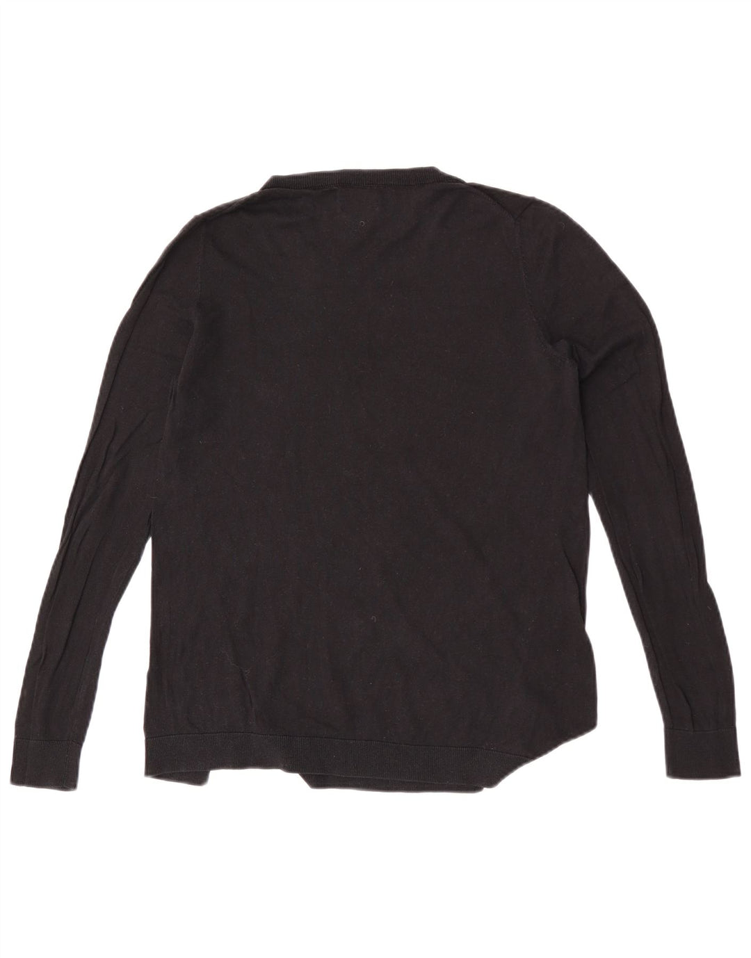 Massimo Dutti Dame Crew Neck Jumper Sweater UK 14 Medium Sort Bomuld