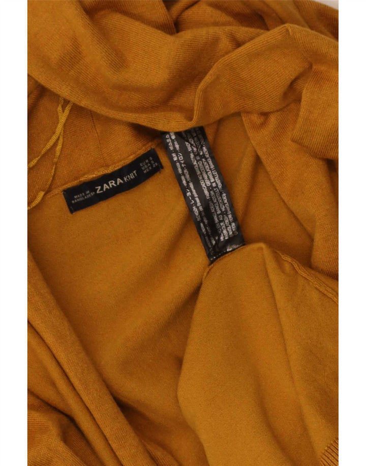 Zara Womens Open Cardigan Sweater UK 10 Small Yellow Viscose