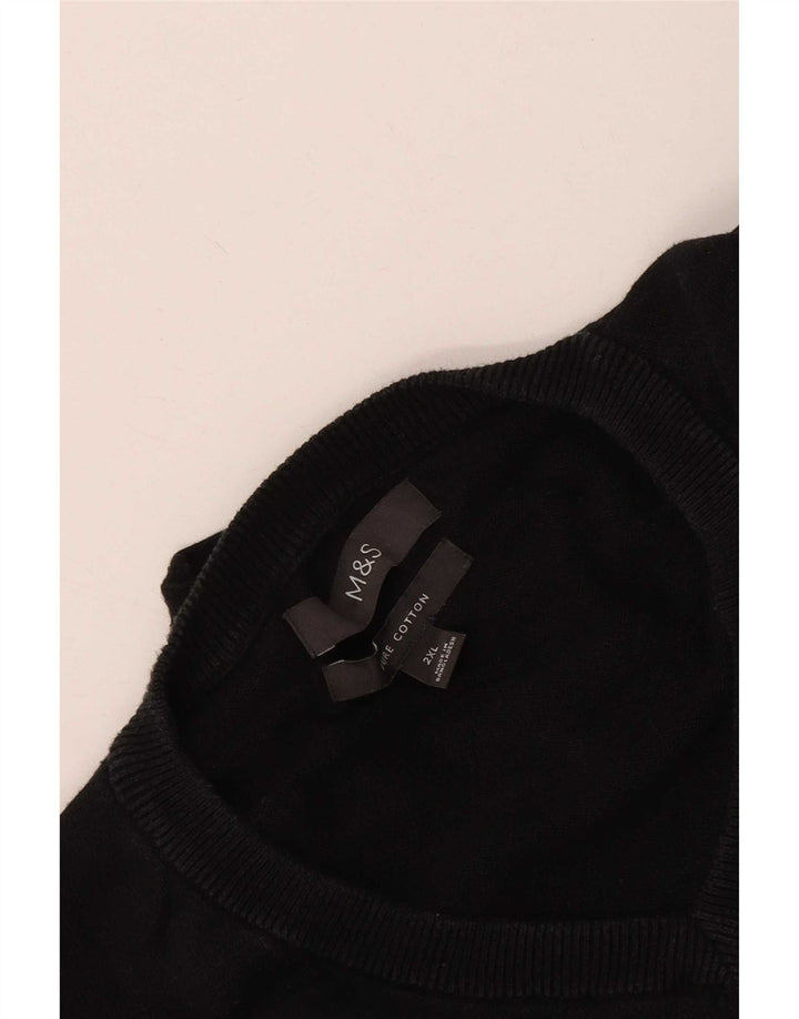 Marks & Spencer Herre V-hals sweater 2XL sort bomuld