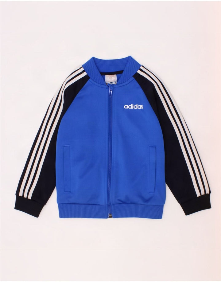 Adidas Drenge Træningsdragt Topjakke 2-3 År Blå Colourblock Polyester