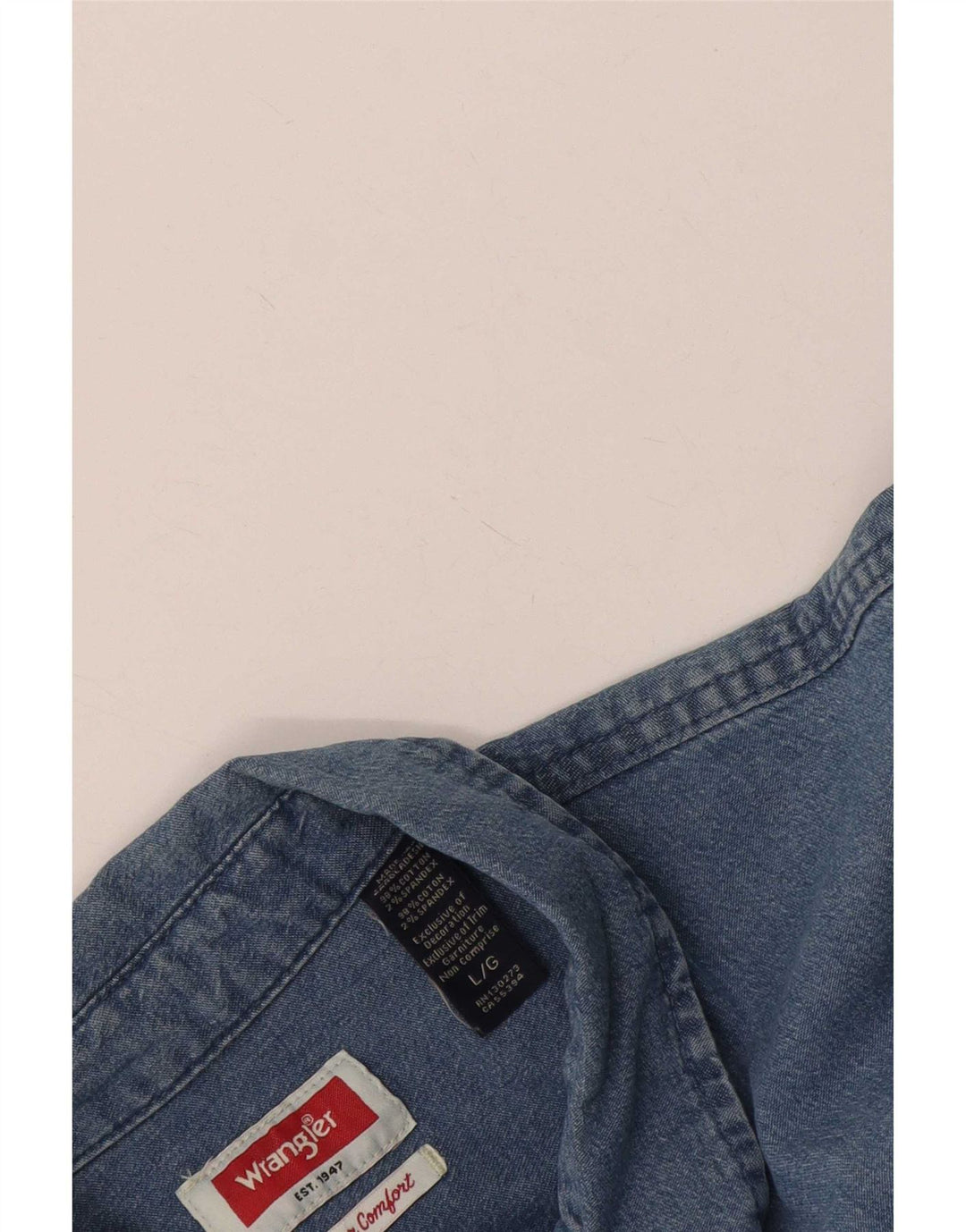Wrangler kortærmet denimskjorte til mænd, stor blå bomuld