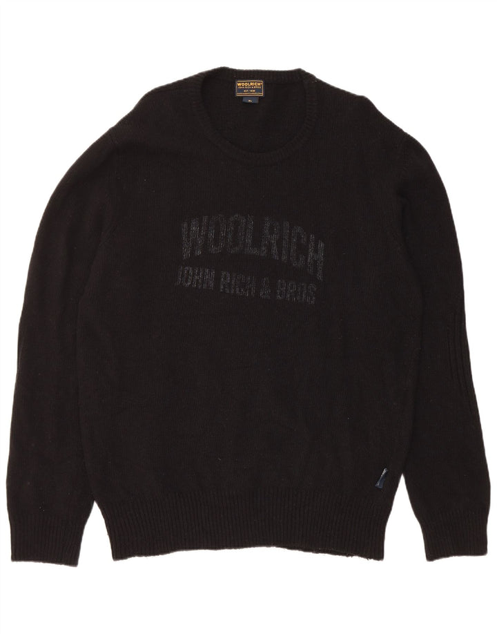 Woolrich Herre grafisk rund hals sweater XL sort uld