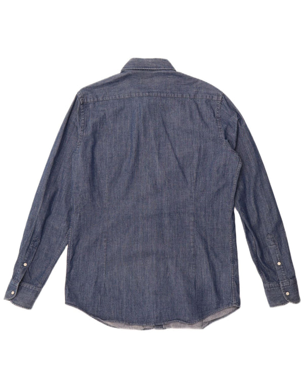 Massimo Dutti Herre Denim Shirt Medium Blue Bomuld