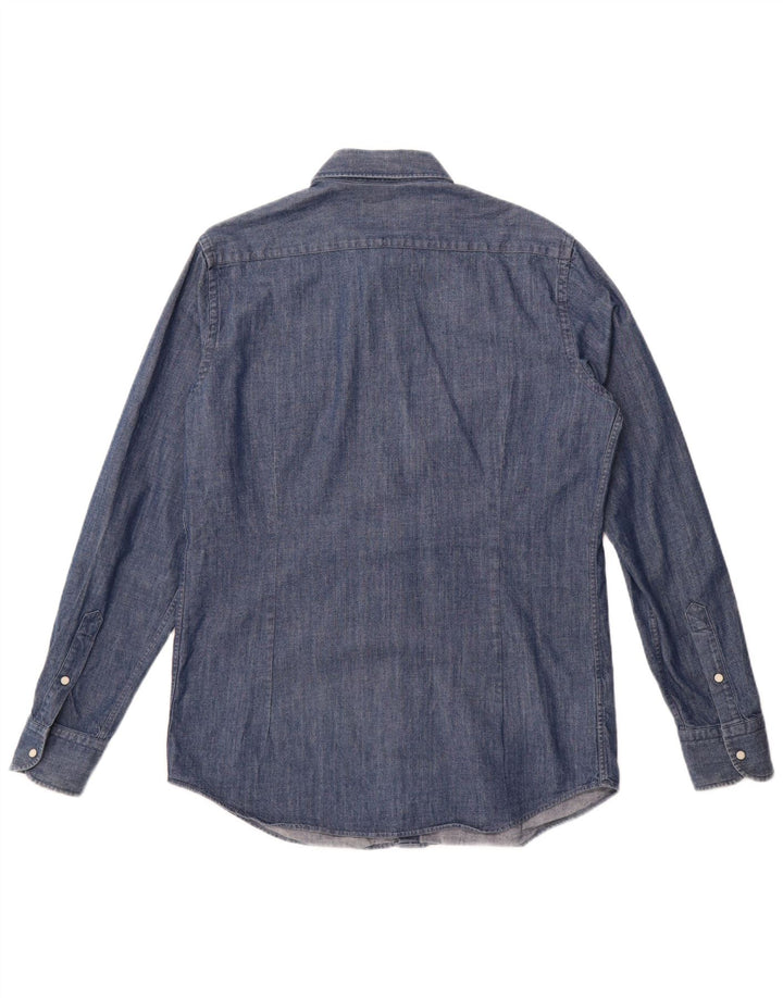 Massimo Dutti Herre Denim Shirt Medium Blue Bomuld