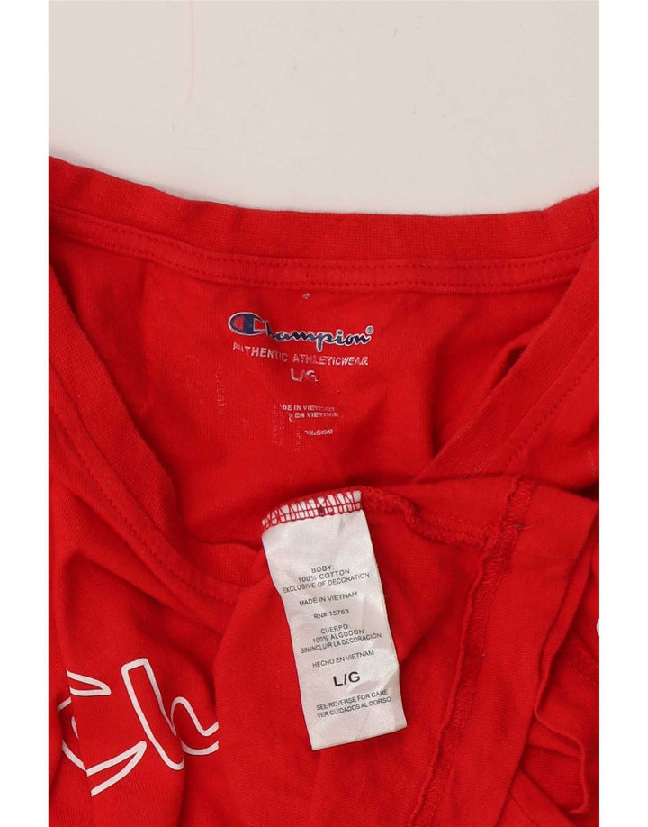 Champion Herre Grafisk T-Shirt Top Stor Rød Bomuld