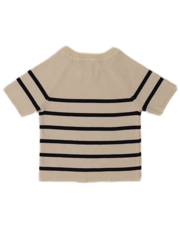 Zara Girls T-Shirt Top 8-9 år Hvidstribet viskose