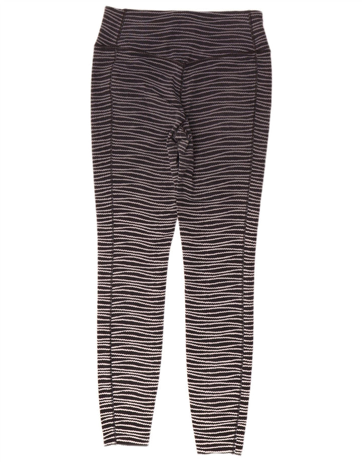 Nike Dame Dri Fit Leggings UK 14 Medium Sort Stribet