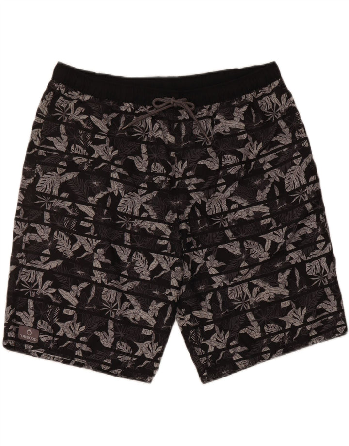 TRIBORD Mens Swimming Shorts Large Black Floral