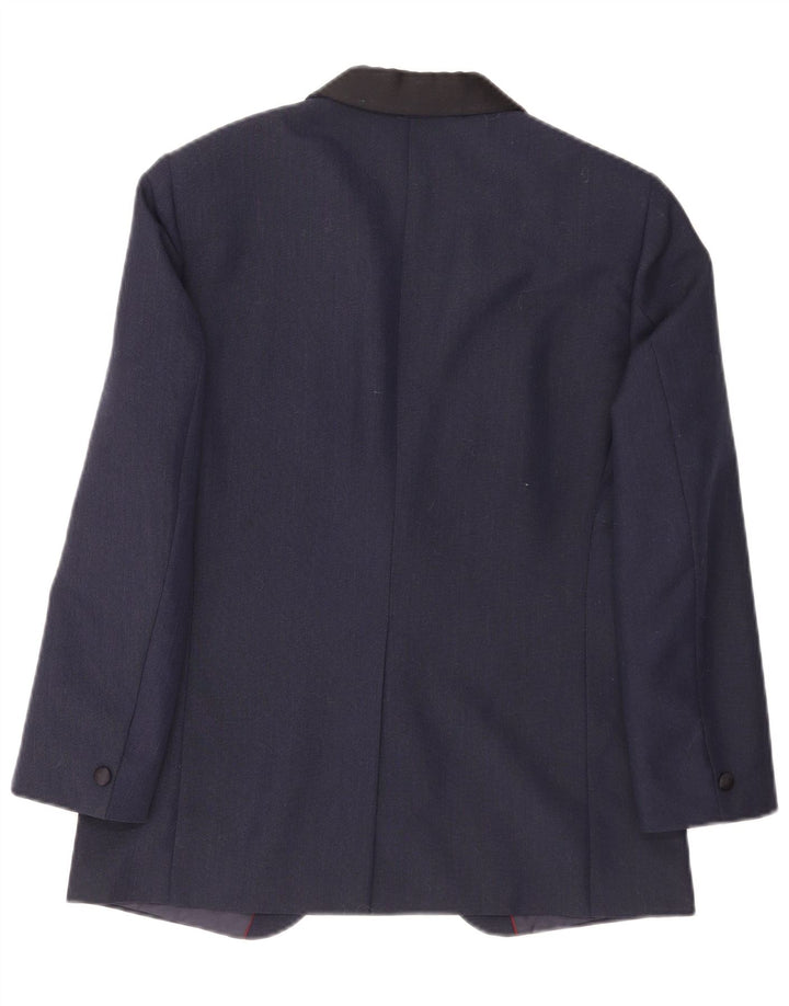 Kruunu Herre 1-knap blazerjakke UK 36 Small Navy Blue Colourblock Uld