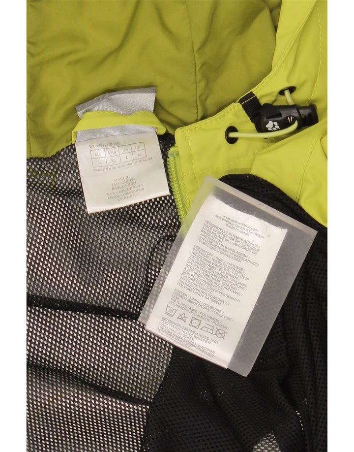 JACK WOLFSKIN Dame Oversized hætte regnjakke UK 16 Large Grøn