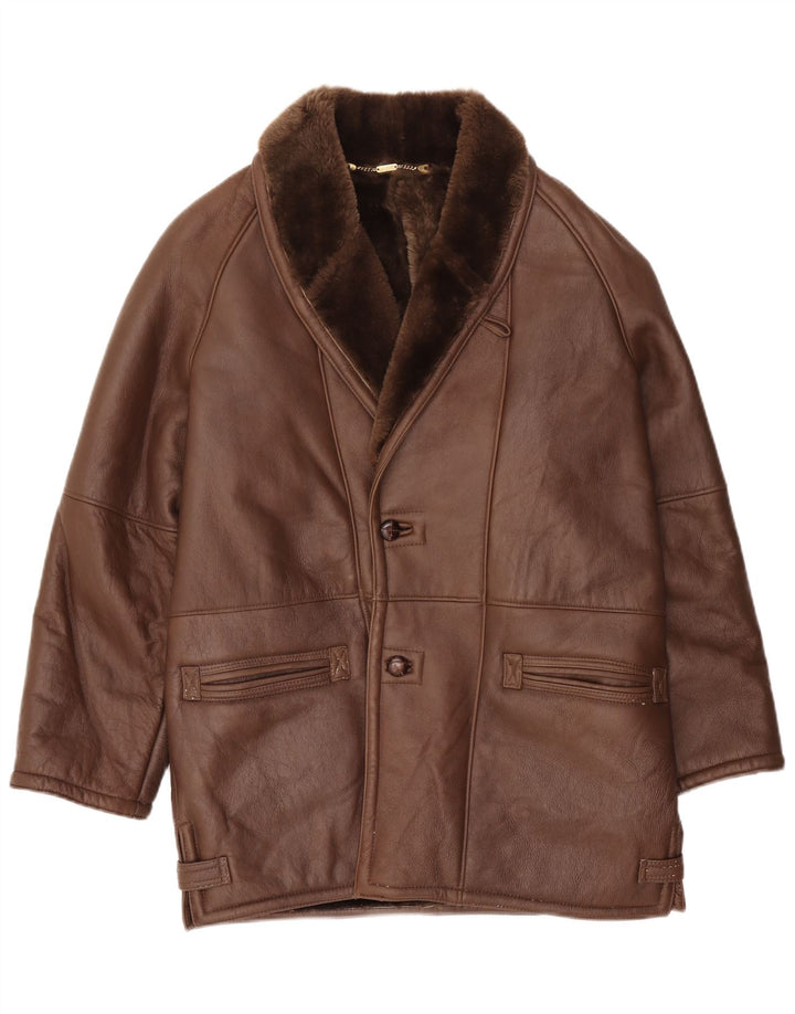 Vintage Herre Shearling Jacket IT 50 Large Brown Shearling