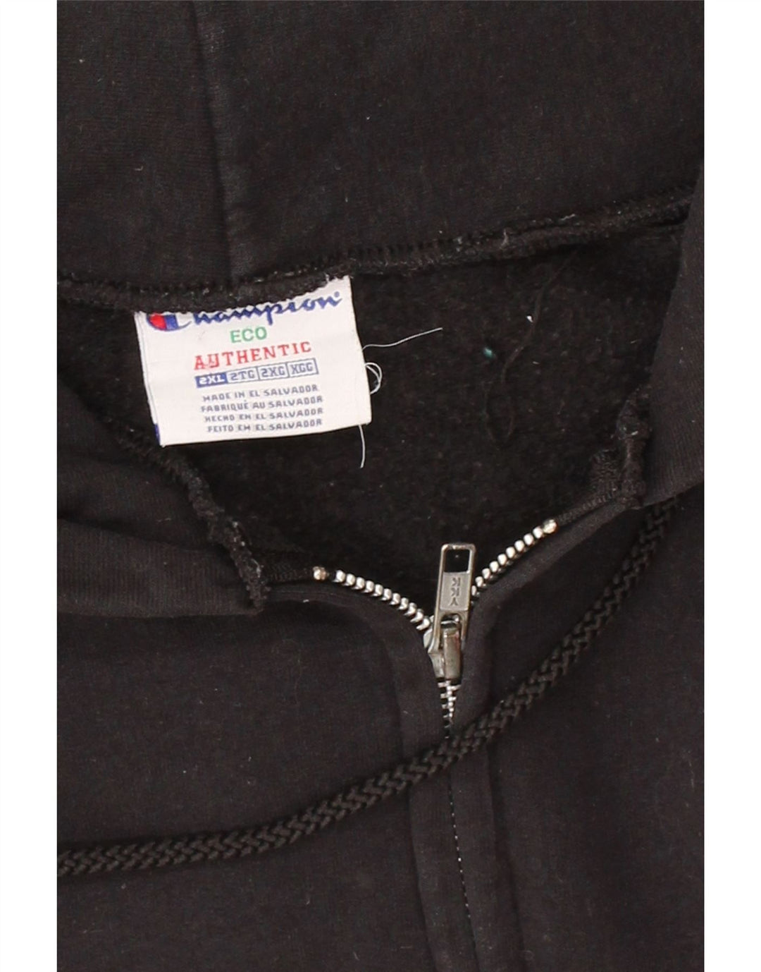 CHAMPION Mens Zip Hoodie Sweater 2XL Black Cotton Vintage Champion and Second-Hand Champion from Messina Hembry 