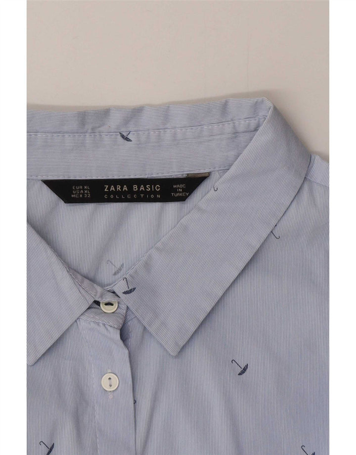 Zara kvinders abstrakt mønster skjorte UK 18 XL Blå