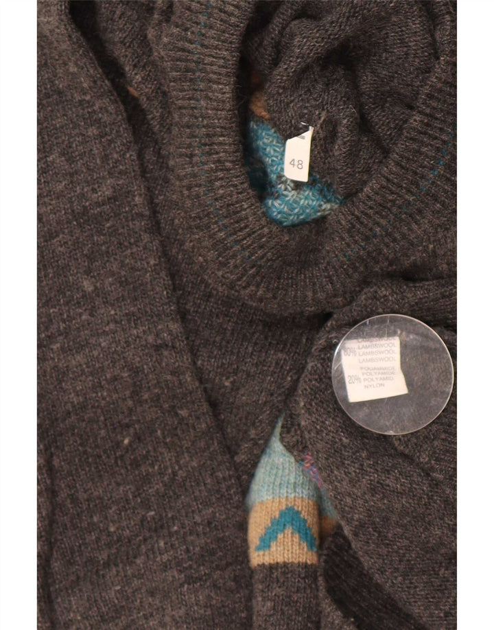 Vintage Herre Turtle Neck Jumper Sweater IT 48 Medium Grey Colourblock