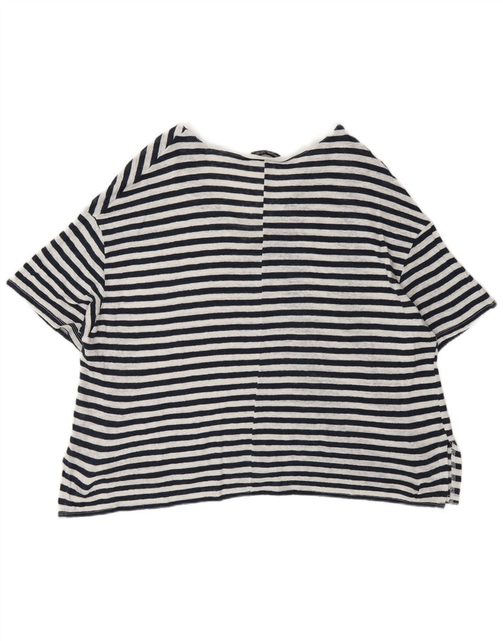 Zara Dame Oversized T-Shirt Top UK 14 Medium Sort Nålestribe