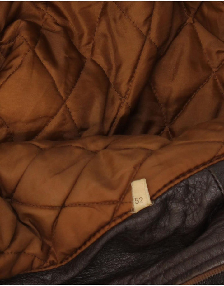 VINTAGE Mens Leather Jacket IT 52 XL Brown Vintage Vintage and Second-Hand Vintage from Messina Hembry 
