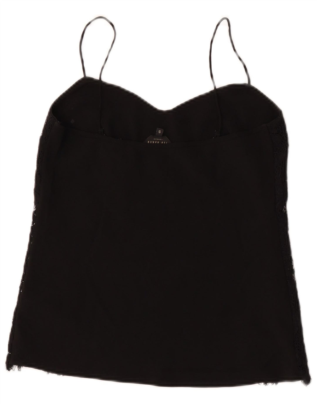 Ted Baker Womens Crop Lace Cami Top UK 8 Small Black Floral Viscose