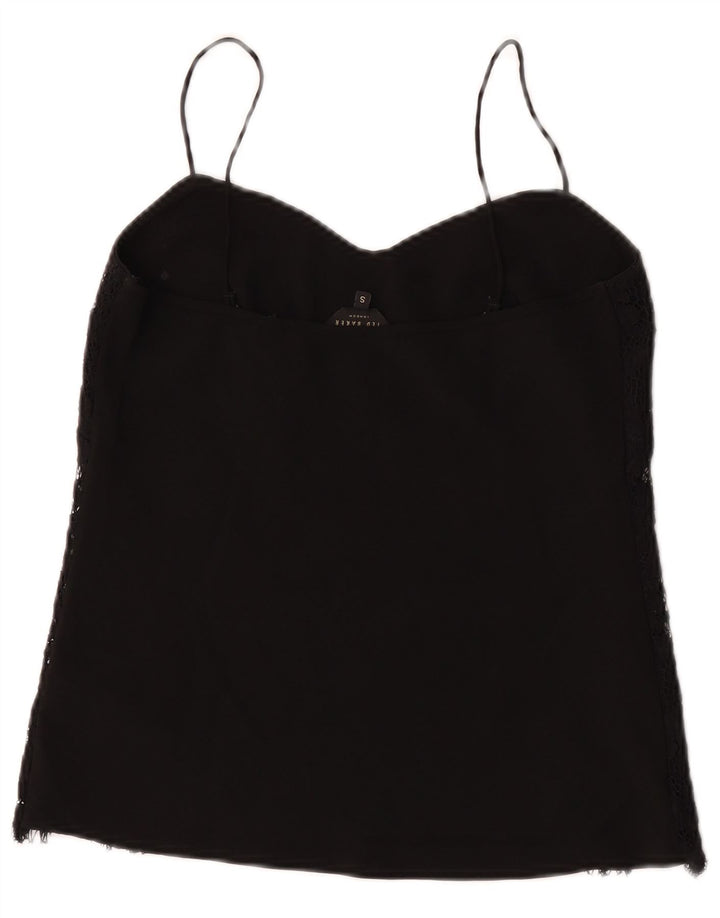 Ted Baker Womens Crop Lace Cami Top UK 8 Small Black Floral Viscose