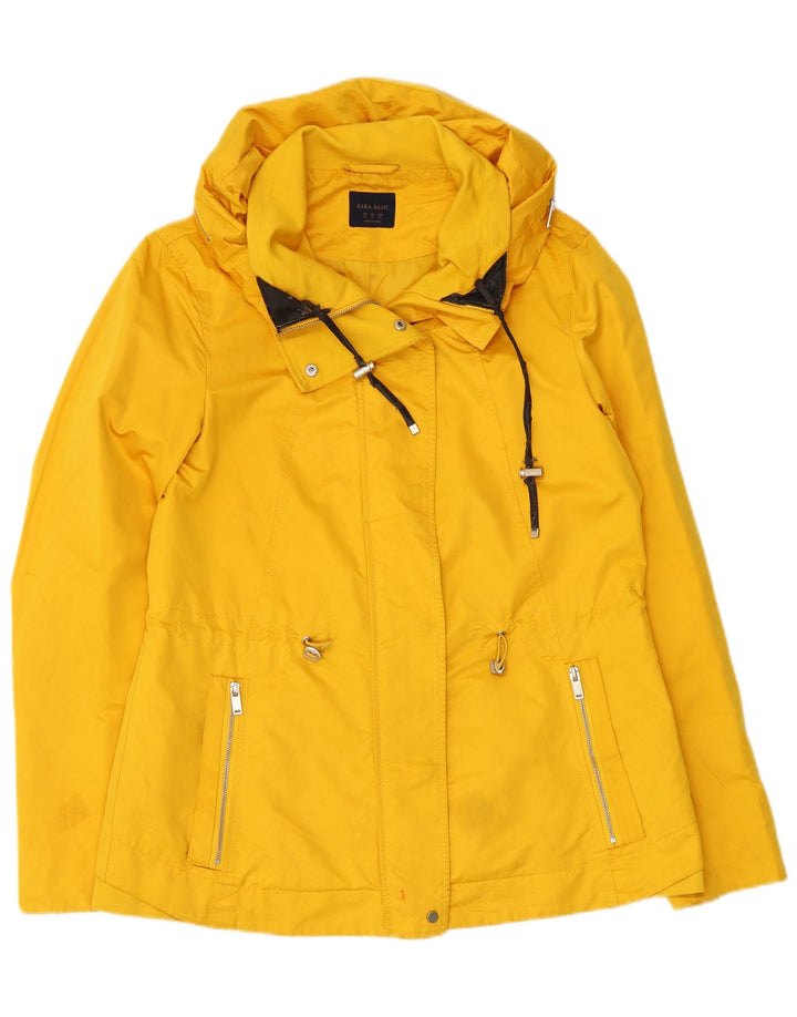 Zara vindjakkejakke med hætte til kvinder UK 14 Medium Yellow Polyester