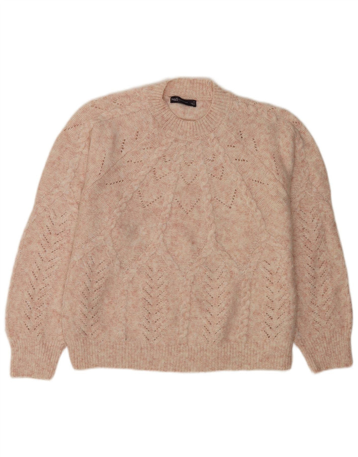 Marks & Spencer Dame sweater med rund hals DK 14 Medium Pink Polyester