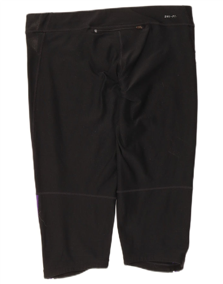 Nike Dame Dri Fit Bermuda Sport Shorts UK 14 Large Black Polyester