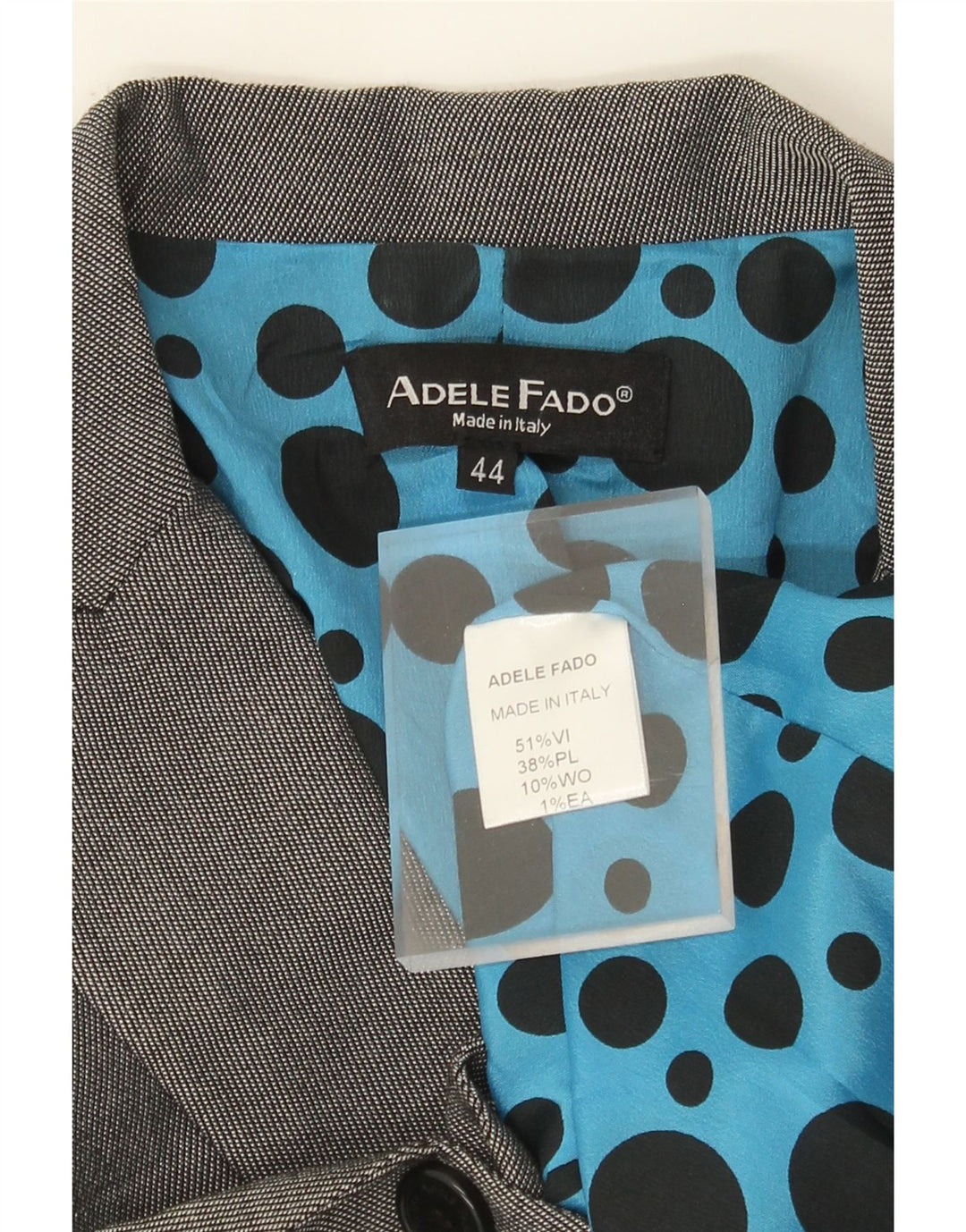 Adele Fado Dame 1 Knap Blazer Jakke IT 44 Medium Grå Uld