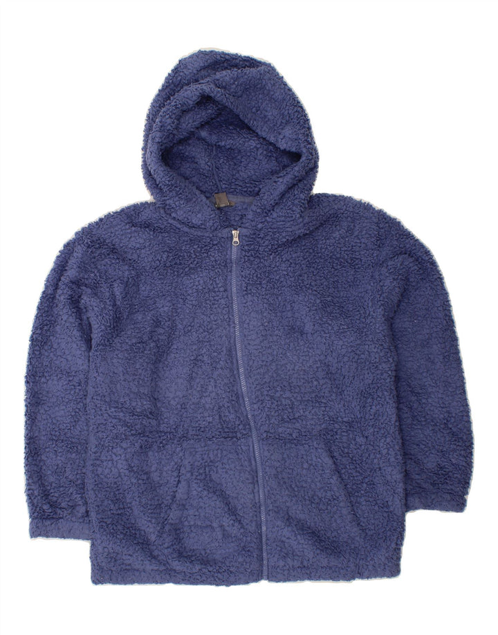 EDDIE BAUER Womens Hooded Fleece Jacket UK 14 Medium Navy Blue Polyester Vintage Eddie Bauer and Second-Hand Eddie Bauer from Messina Hembry 