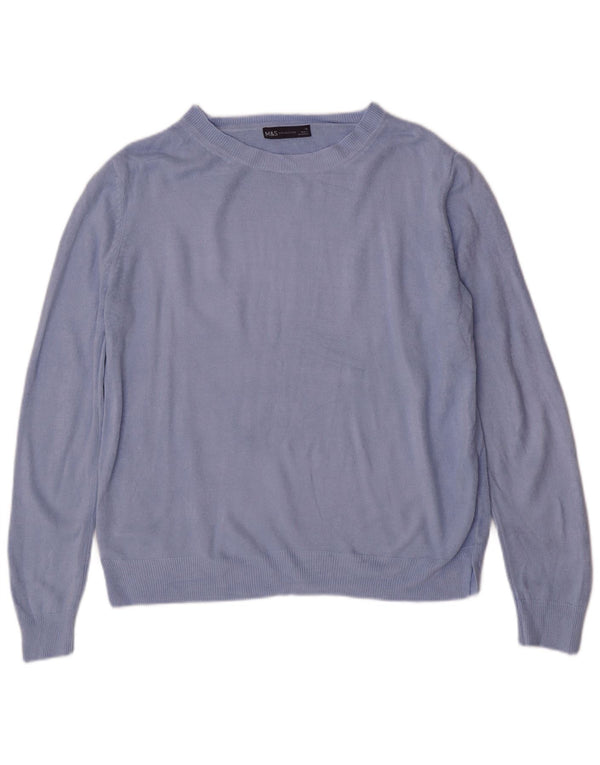 Marks & Spencer Dame Boat Neck Jumper Sweater UK 16 Large Blue Acryl