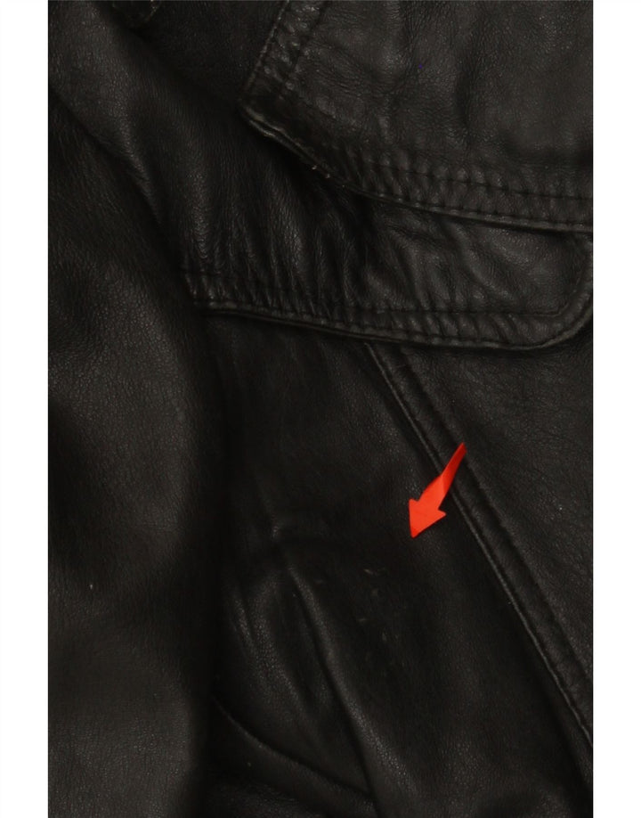 VINTAGE Womens Crop Military Jacket UK 12 Medium Black