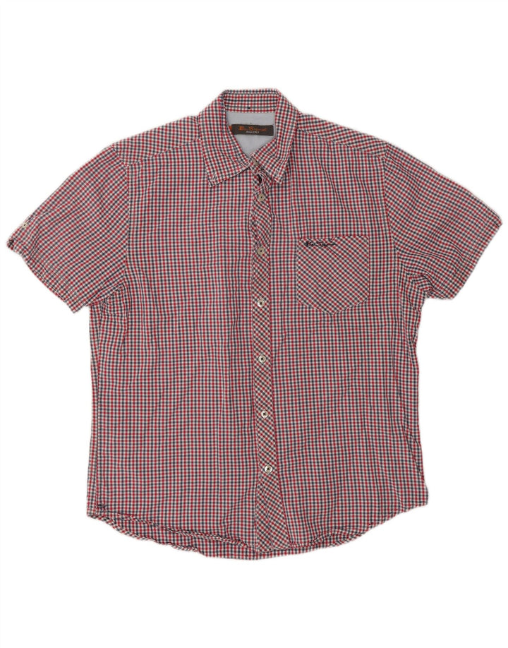 Ben Sherman Kortærmet Herreskjorte Medium Rød Gingham Bomuld
