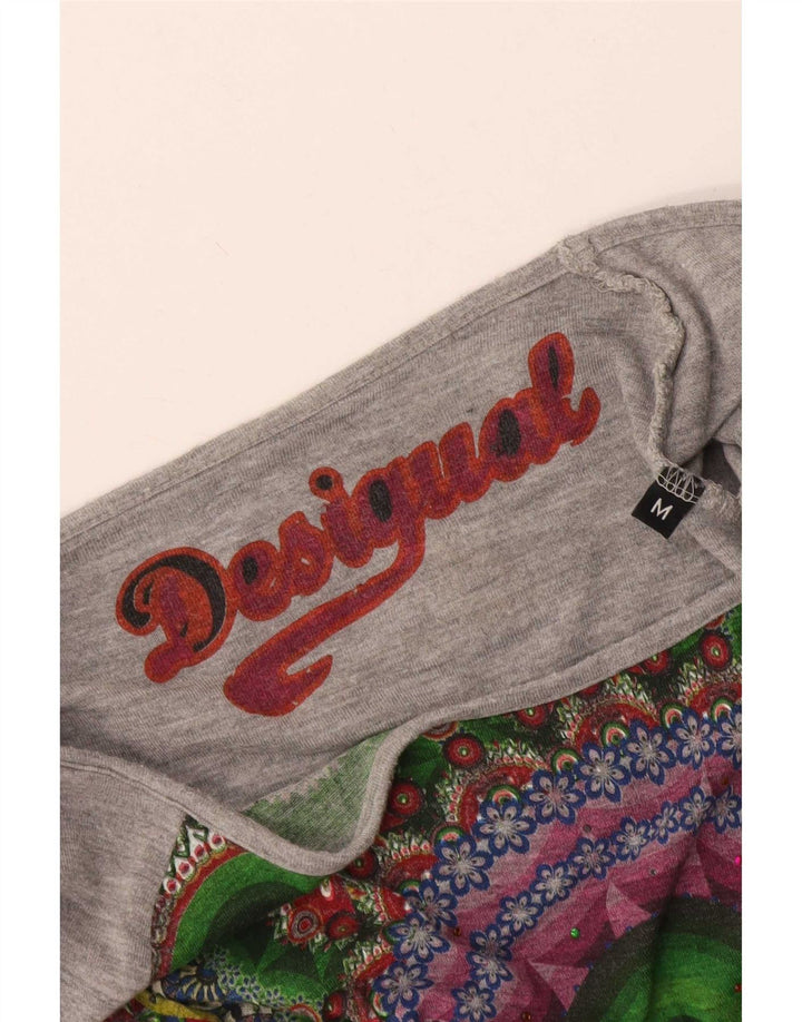 Desigual Dame Grafisk Top Langærmet UK 12 Medium Grå Geometrisk
