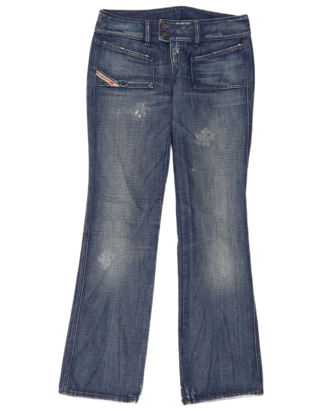 Diesel Dame Distressed Bootcut Jeans W29 L33 Blå Bomuld