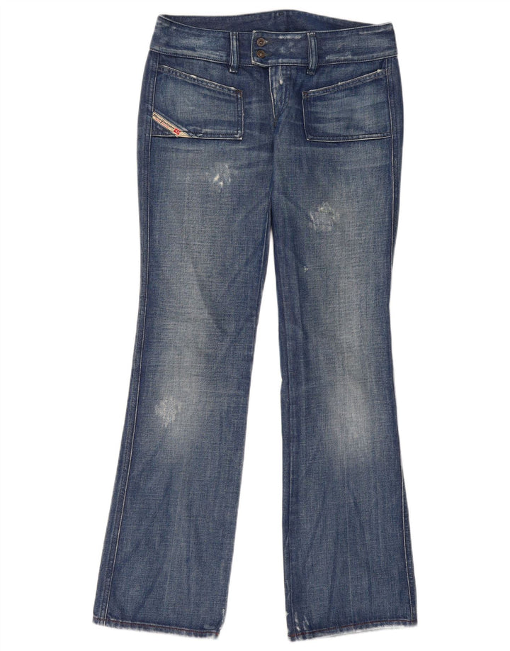Diesel Dame Distressed Bootcut Jeans W29 L33 Blå Bomuld