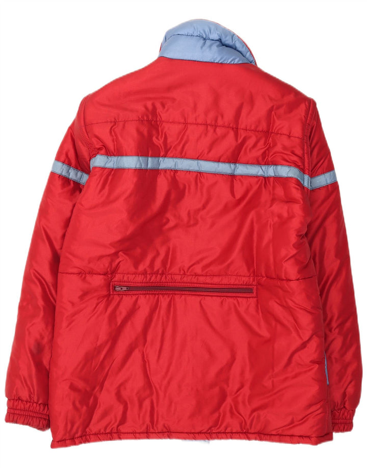 Vintage polstret hættejakke til kvinder IT 52 2XL Rød Colourblock Polyamid