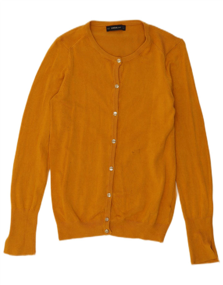 Zara Dame Cardigan Sweater UK 12 Medium Yellow Viscose
