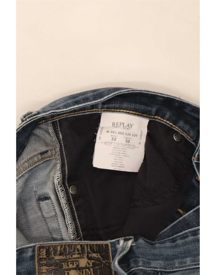Replay Herre Slim Jeans W32 L32 Blå Bomuld
