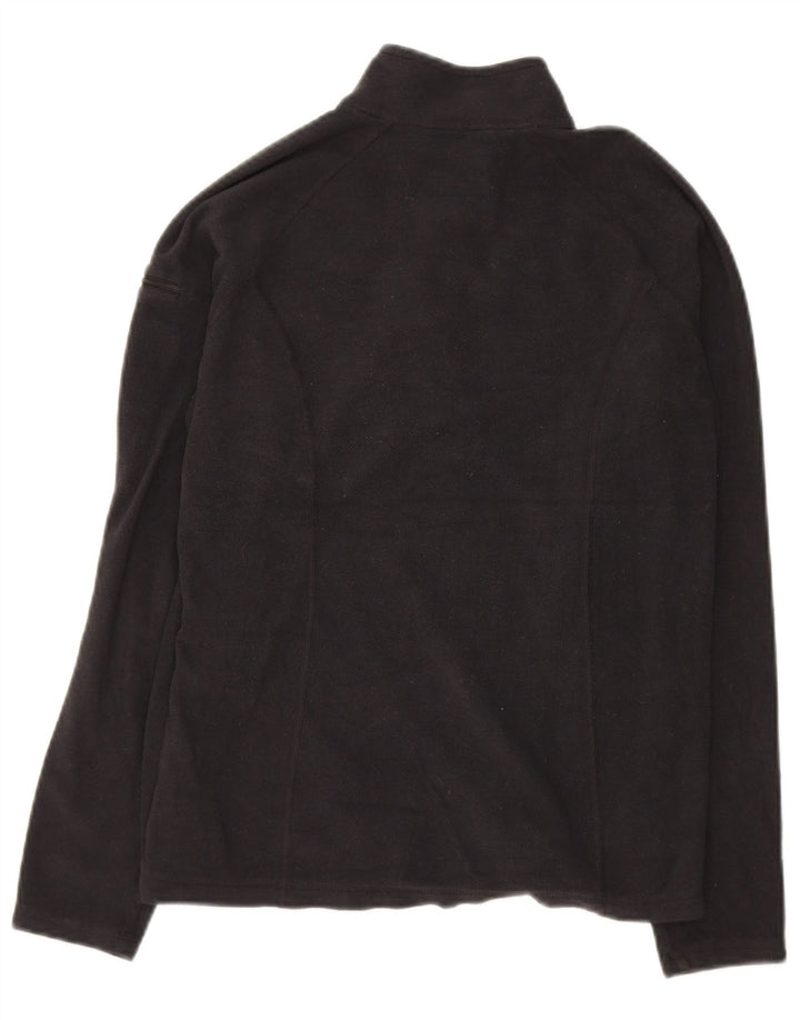 L.L.BEAN Womens Graphic Zip Neck Fleece Jumper UK 10 Small Black Polyester