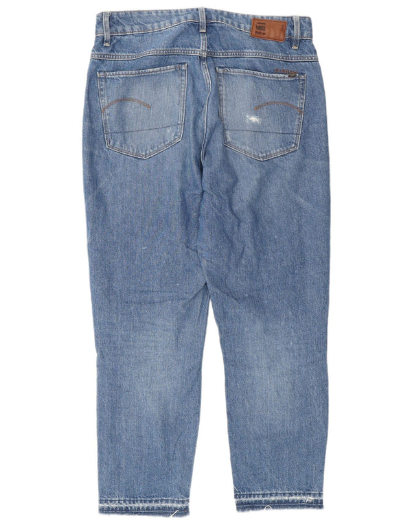 G-Star Womens 3301 Distressed High-rise straight jeans W29 L26 blå bomuld