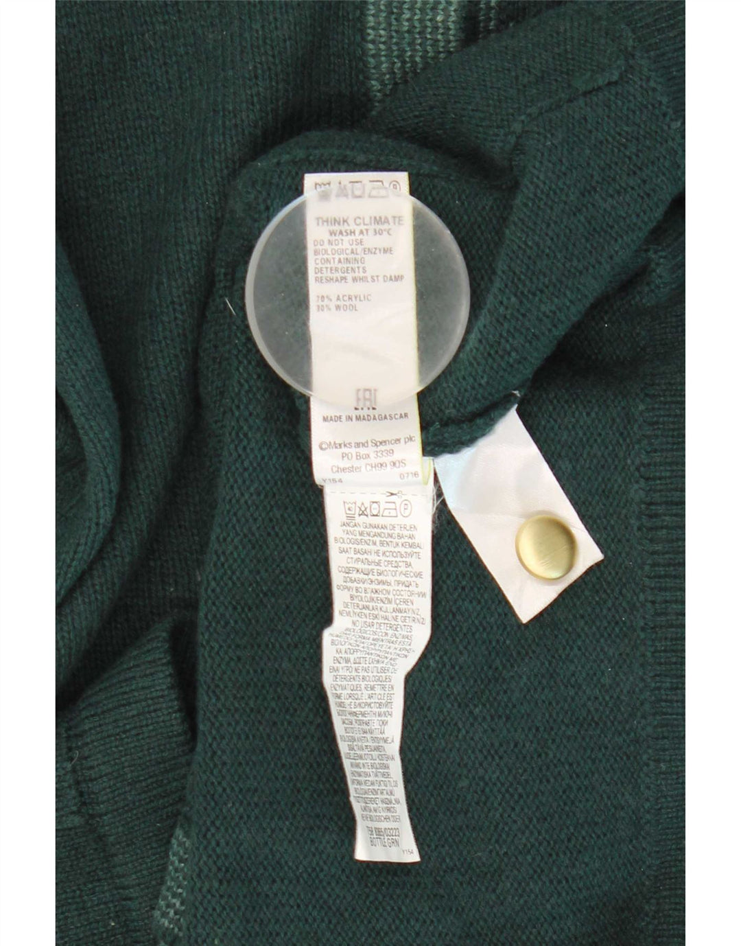 Marks & Spencer Dame Cardigan Sweater UK 16 Large Grøn Akryl