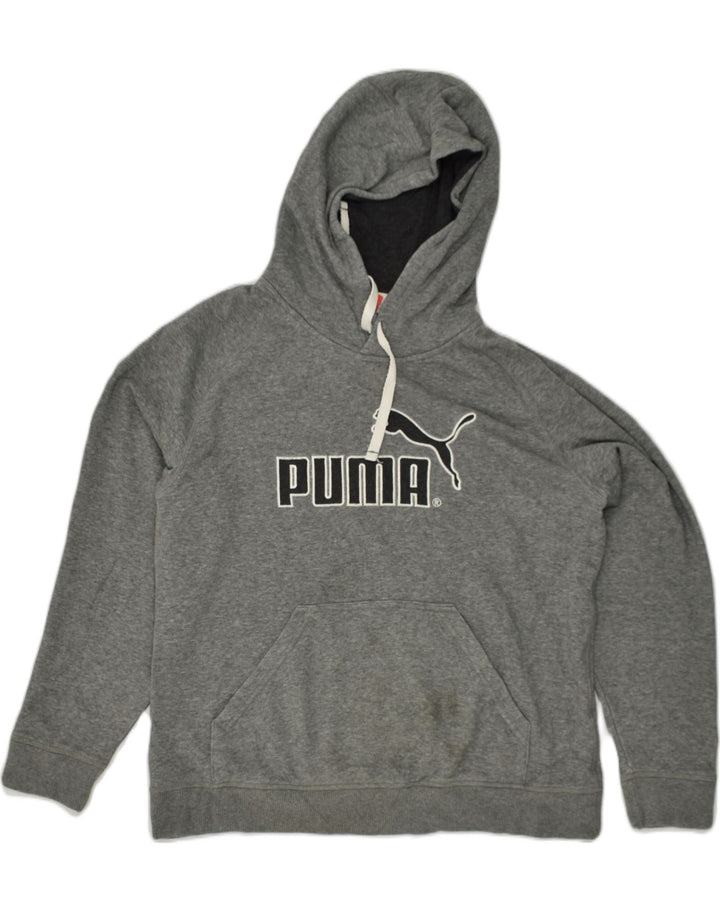 PUMA Womens Graphic Hoodie Jumper UK 14 Large Grey | Vintage Puma | Thrift | Second-Hand Puma | Used Clothing | Messina Hembry 