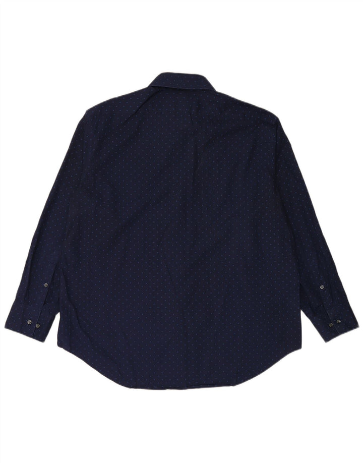 CALVIN KLEIN Herre Slim Fit skjorte str. 17 1/2 XL Marineblå plettet bomuld
