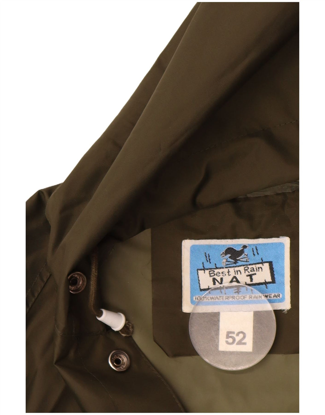 Vintage regnjakke med hætte til mænd IT 52 XL Khaki Nylon